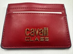 Cavalli Class Red Leather Slim‎ Card Holder – Gold Logo
